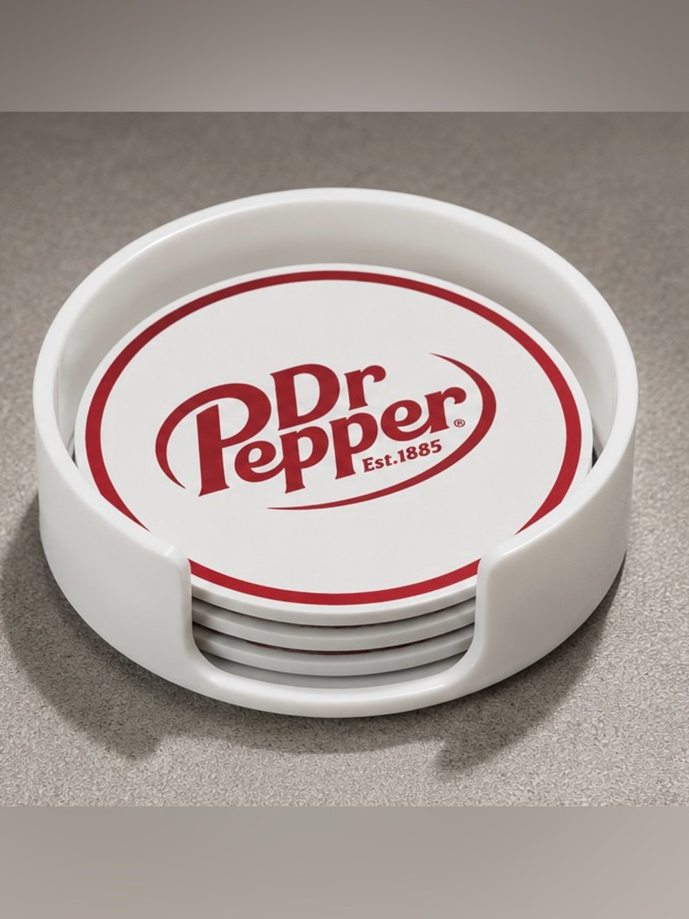 Dr Pepper 3D Printed Coaster Set with Holder 4 Coasters